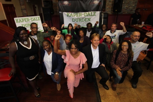 Seth Kaper-Dale and Lisa Darden with supporters