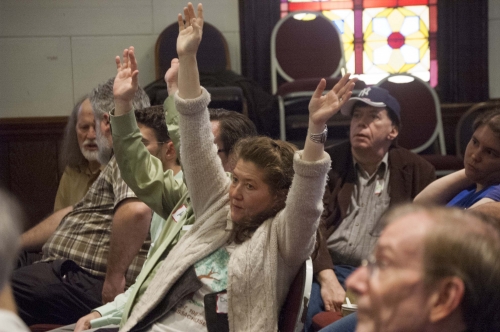 2014 NY State Convention, Dani Liebling with hands raised