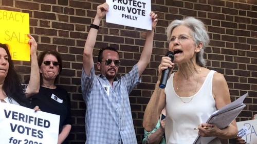 Jill Stein & Cheri Honkala at Protect Our Vote rally, September 2019, Philadelphia